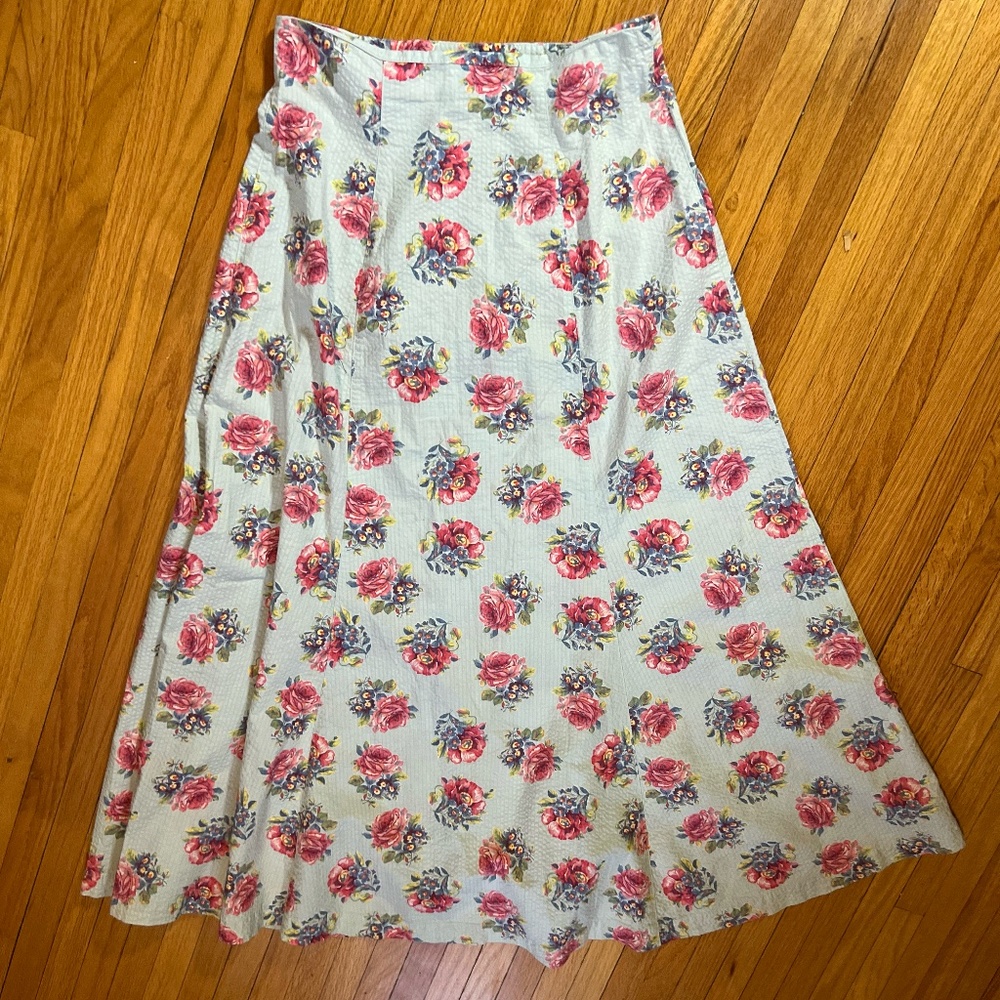 Ralph Lauren Cottage Core Sweeping A-line Prairie Floral Skirt Cotton Sz 10 - Picture 6 of 13